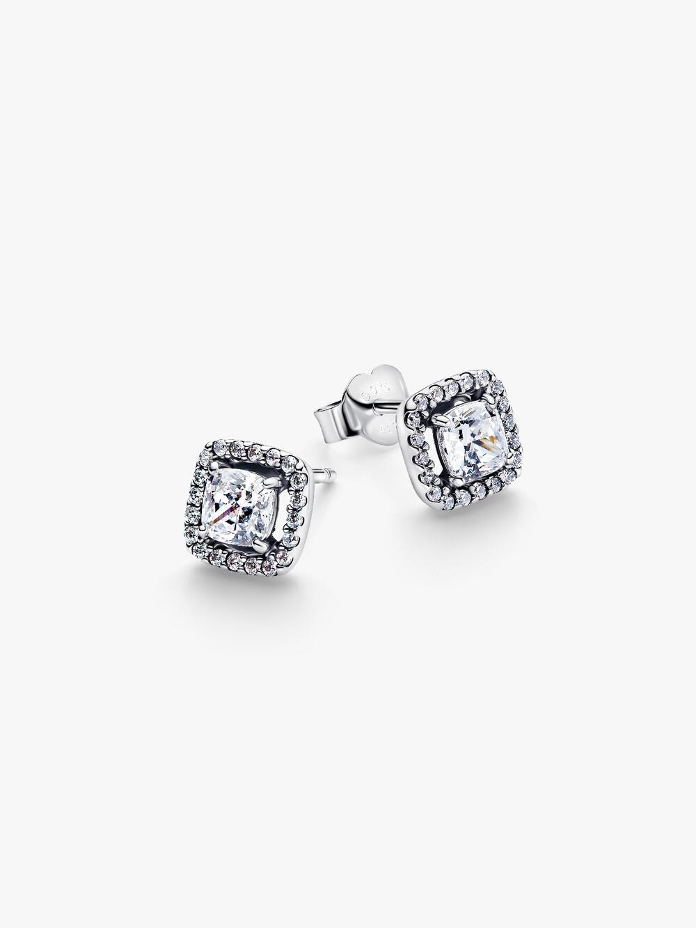Square Halo Stud Earrings